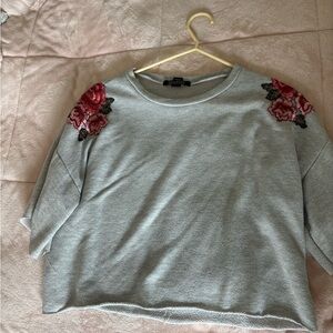 Revamped Grey 3/4 Sleeve Cropped Top